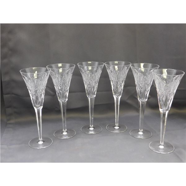Set of 6 "Toast To Happiness" Waterford Crystal Toasting Champagne Flutes Glasses