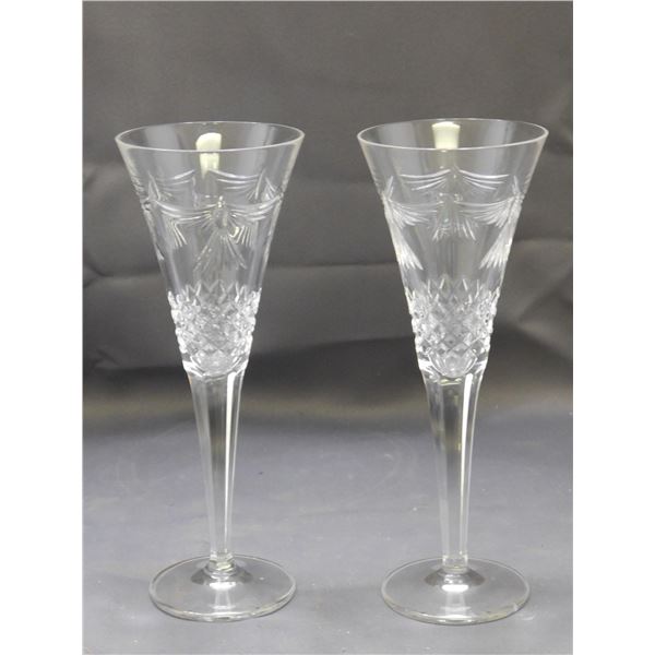Waterford Millennium Toasting Champagne Flute Peace Pair