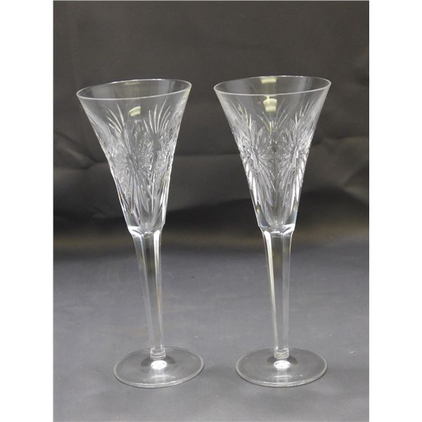 Waterford Crystal Millennium "Health" Champagne Flutes Toasting Pair