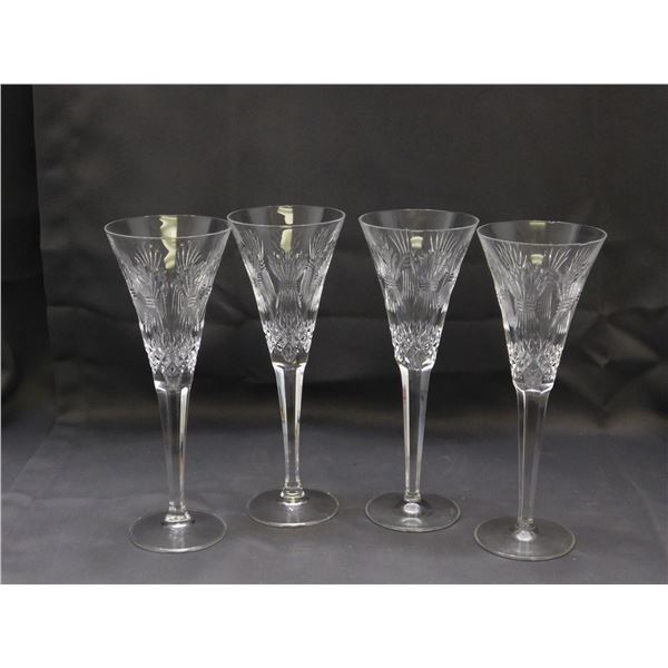 Waterford Crystal Lot of 4 Marquee Champagne Flutes "Prosperity"