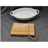 Image 1 : Baking Dish with Metal Trivet Stand & Wood Board / Cheese Slicer