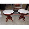 Image 1 : Vintage Pair of Wooden Italy Ornate Side Table with Marble Slab Tabletop
