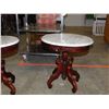 Image 2 : Vintage Pair of Wooden Italy Ornate Side Table with Marble Slab Tabletop