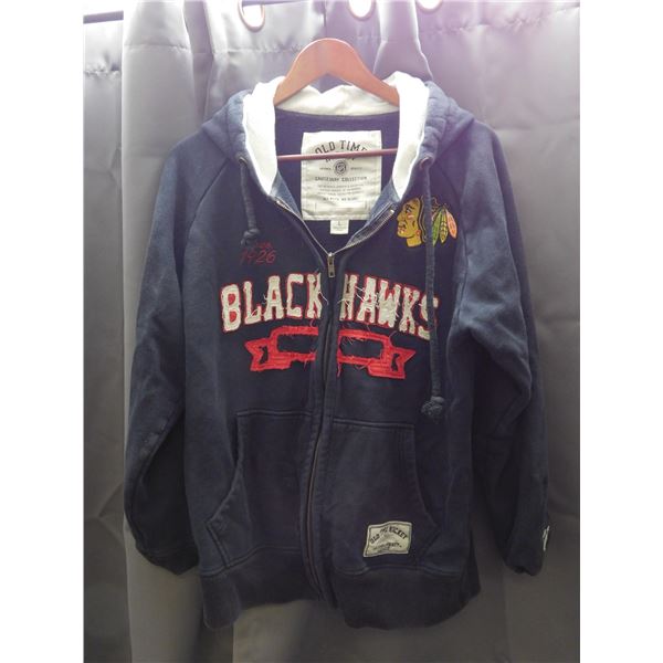 Old Time Hockey Causeway Collection Blackhawks Zip Up Hoodie Size L