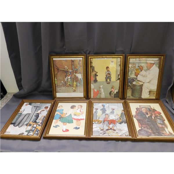 Lot of 7 Norman Rockwell Framed Art Prints