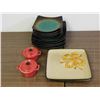 Image 1 : Lot of 14 Stoneware Serving Plates Appetizer & Dinner and 2 Mini Cocotte Pots w lids
