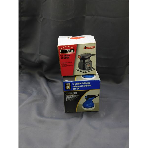 Lot of 2 Jobmate 1/4 Sheet Sander 6" & Power Fist Orbital Polisher