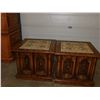 Image 2 : Pair of Wood End Tables Ornate with Stone Tops