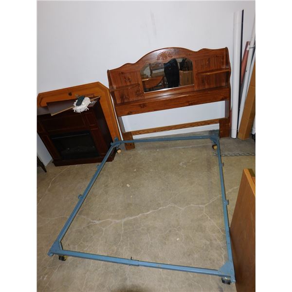 Vintage Wooden Headboard & Bed Frame Rails