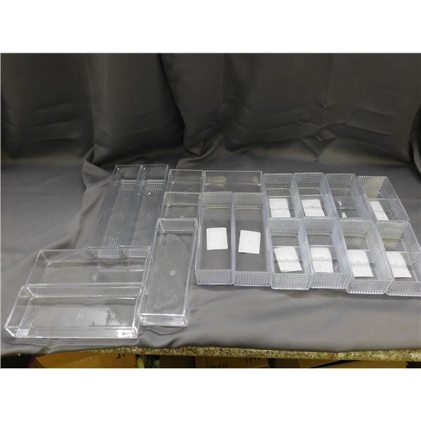 Lot of 18 Clear Plastic Organizer Trays