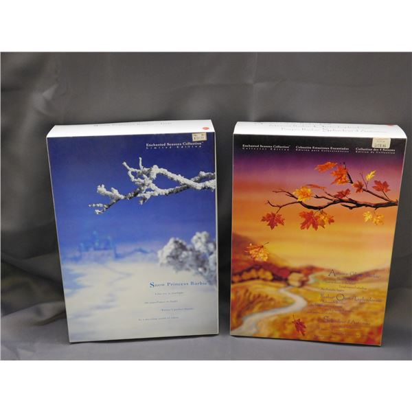 Lot of 2 1994 Enchanted Seasons Autumn Glory & 1995 Snow Princess Barbie Dolls