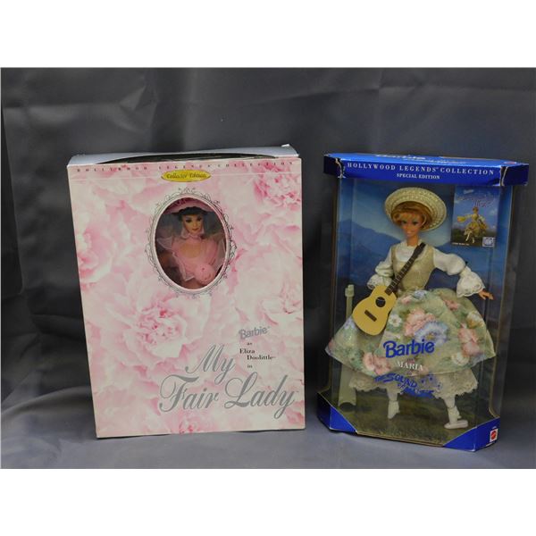Lot of 2 My Fair Lady Eliza 1995 & 1995 The Sound of Music Maria Barbie Dolls NIB