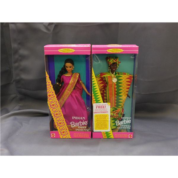 Lot of 2 Dolls of the World Ghanian Barbie & Indian Barbie NIB
