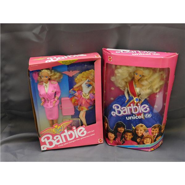 1989 Unicef & Flight Time Barbie Dolls (previously opened)