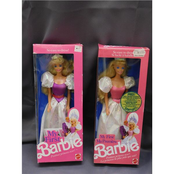 Lot of 2 1989 "My First" Barbie Pink & Purple (previously opened)