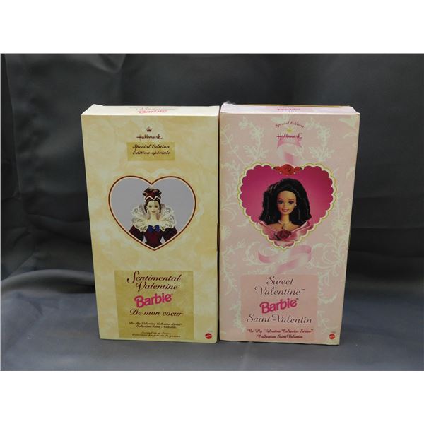Lot of 2 Holiday Sweet Valentine1995  & Holiday Sentimental Valentine 1996  Barbie Dolls NIB