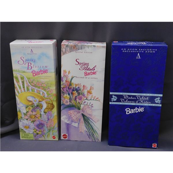 Lot of 3 Spring Petals 1 and 2 in Series 1996 & Winter Velvet  1995 Barbie Dolls NIB