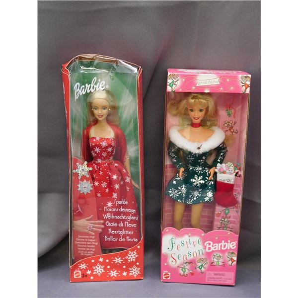 Festive Season Barbie 1997 & Sparkle 2001 Barbe Dolls NIB