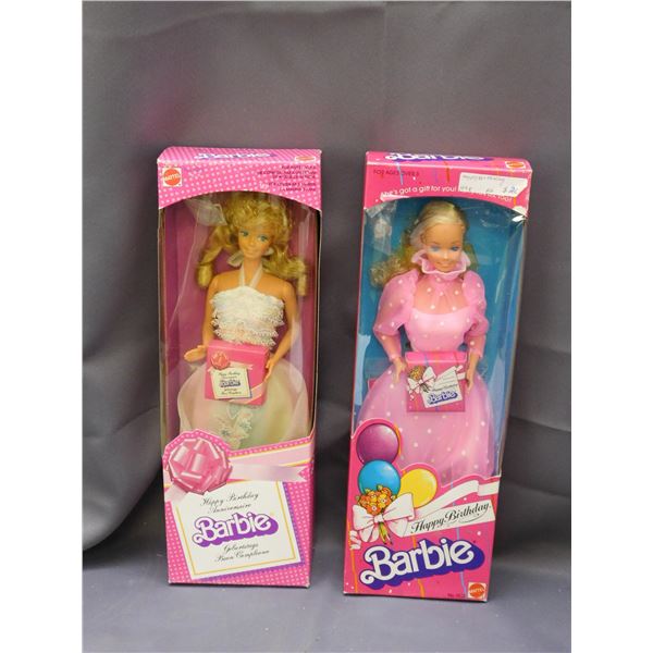 Lot of 2 Happy Birthday Barbies 1982 Anniversary & 1983 NIB Dolls