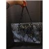 Image 1 : Michael Kors Blue Leather Snakeskin Tote Handbag Studded *rough shape*