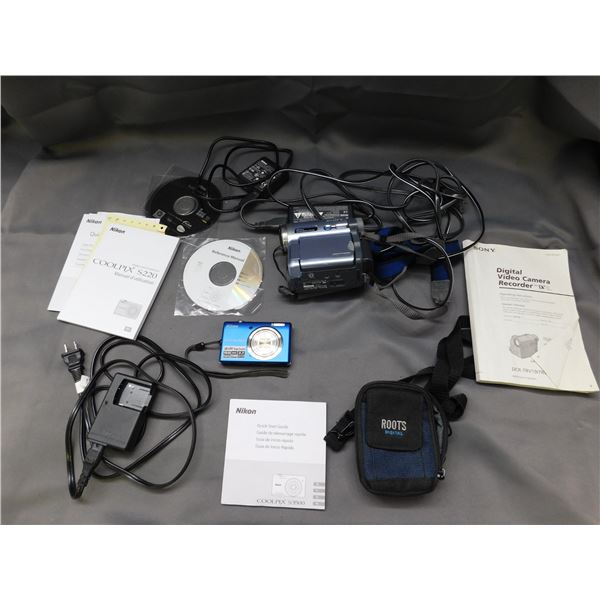 2pc Nikon Coolpix 12 Megapixel w Accessories, Power, Bag, CD, Manual & SONY Handycam w Accessories