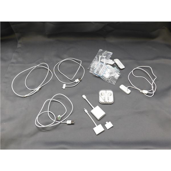 Bundle of Apple iPhone / iPod Chargers USB USBC, iPod Shuffle Dock, Ear Buds, Converters