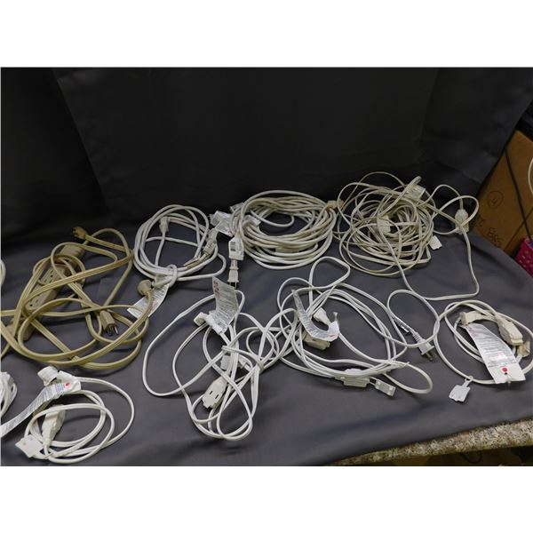 Lot of 9 Extension Cables Indoor Two-Prong & Power Bar