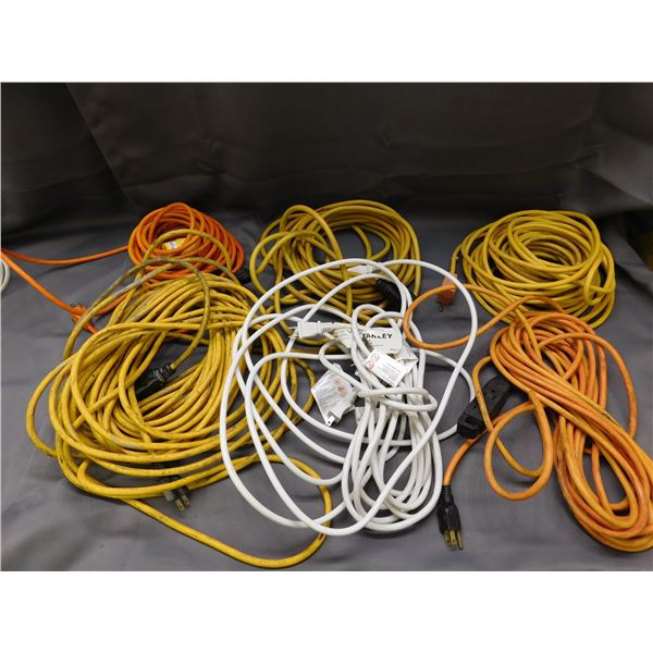 Lot of 6 Outdoor Extension Cables Assorted 3-Prong Long