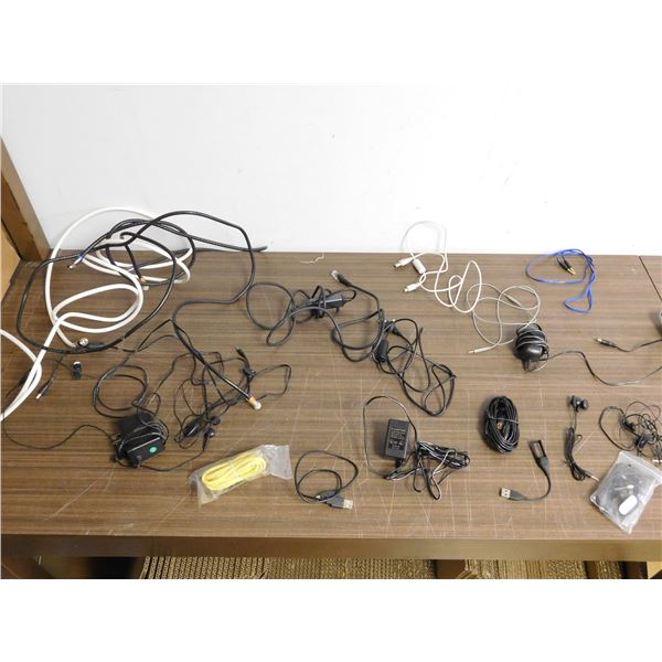 Bundle of Assorted Electronics, Ethernet Cables, Ear Phones, Power Cords, Bose SoundDock..