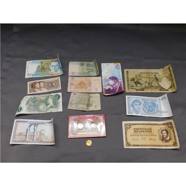 Lot of Assorted World Money Paper Bills, Roman Coin Reproductions