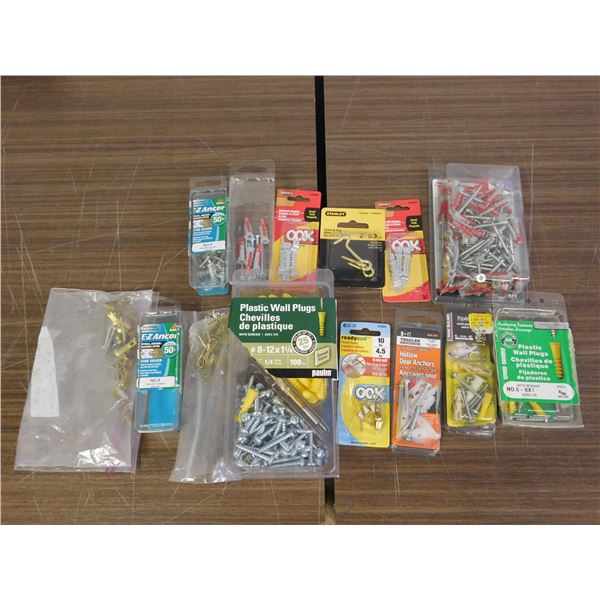 Lot of Assorted Drywall Screws, Mounting Hardware for Pictures / Wall Decorations