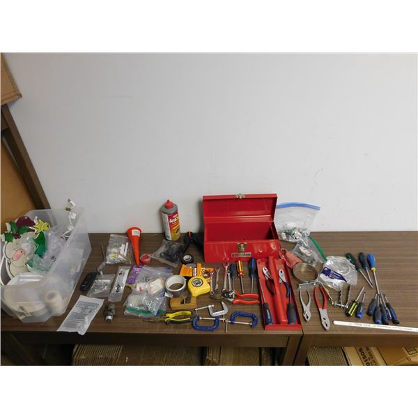 END OF THE RUN HUGE Assorted Tools, Tool Box, Hand Tools, Hardware, Screws Nails Home Renovation Etc