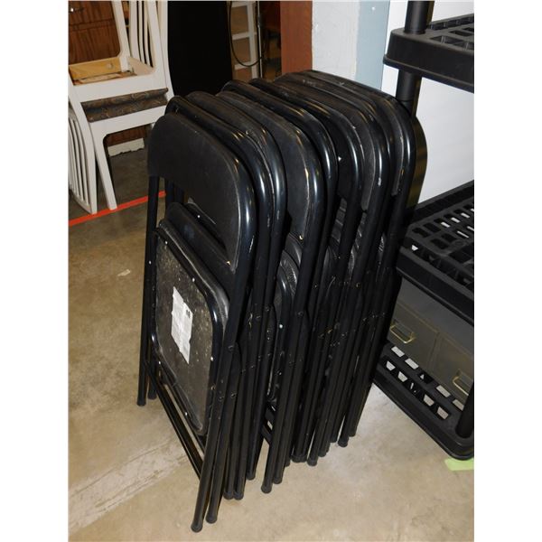 Lot of 9 Simple Black Metal Folding Chairs for Events / Parties