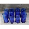 Image 2 : Lot of 8 Cobalt Blue Anchor Hocking Tall Double Rocks Glasses