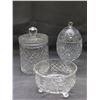 Image 1 : Lot of 3 Glass Crystal Trinket Jars Candy Jars