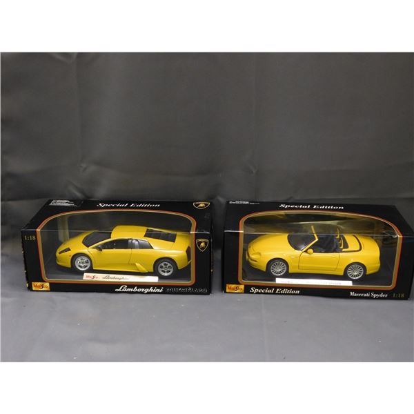 Lot of 2 1:18 Maisto Maserati Spyder & Lamborghini Murcielago Die Cast Cars NEW