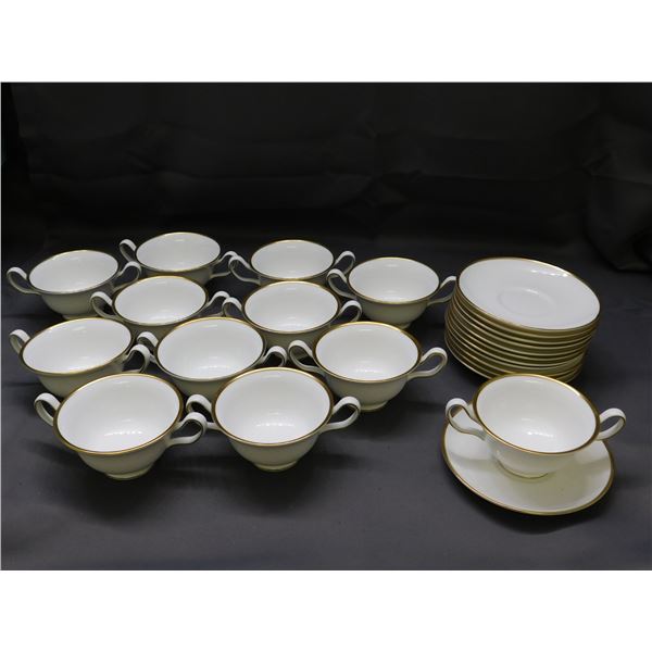 Lot of 12 Wedgewood Cream Soup Bowls and Saucers
