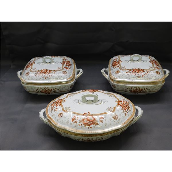 Antique Cliff Melrose England Serving Dishware w Lids