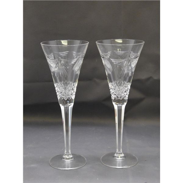 Waterford Millennium Toasting Champagne Flute "Peace" Pair