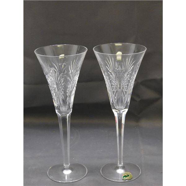 Waterford Crystal Millennium "Health" Champagne Flutes Toasting Pair