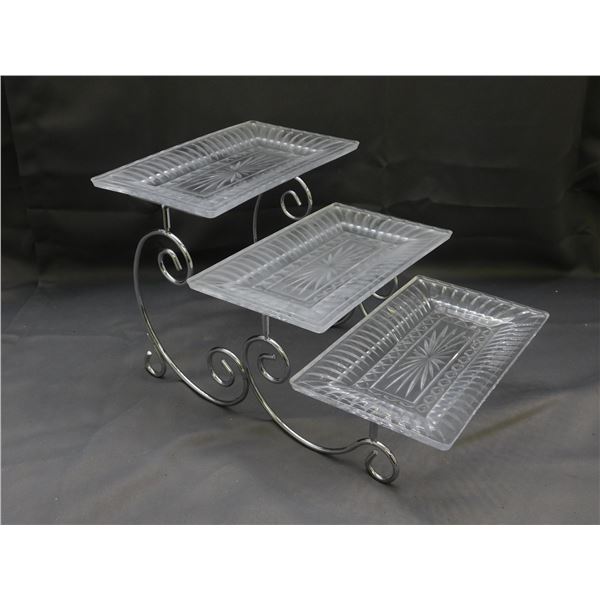 3-Tier Serving Tray Glass & Metal