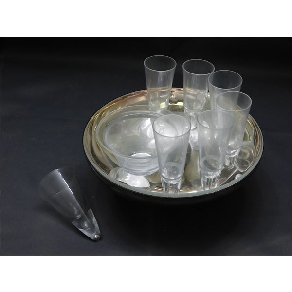 Caviar & Shot Glasses Set in Silverplate Tray ERCUIS France
