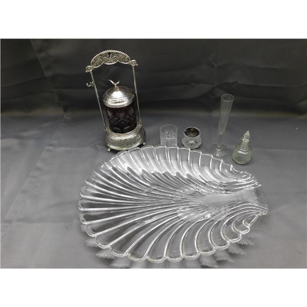 Glass Lobster Serving Tray, Shot Glass, Bud Vase, Jar, Etc
