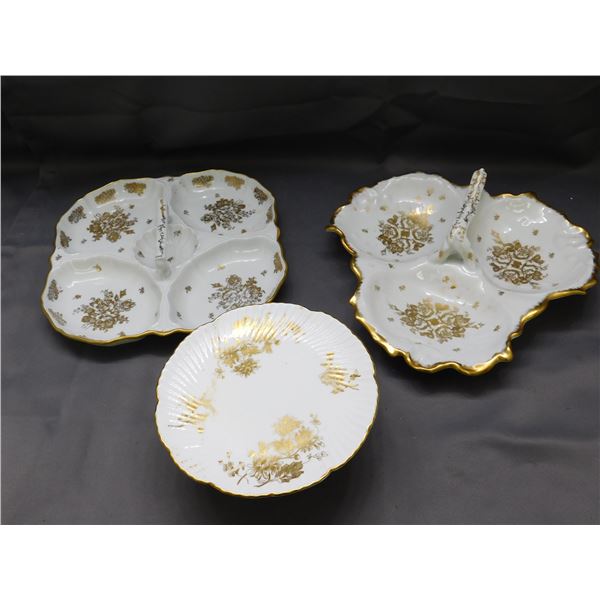 Lot of Serving Trays Hand Painted Porcelain France, Cake Tray
