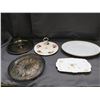 Image 1 : Lot of 5 Serving Trays Royal Bayreuth,  Royal Kent, Etc & Silver-plate Platters