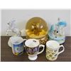 Image 1 : Lot of 7pcs Snow Globe, Unicorn Porcelain Figurine, Amethyst, Merry Go Round, Etc