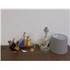 Image 1 : Lot of Stained Glass Boat, Angel, Glass Lamp Fabric Shade
