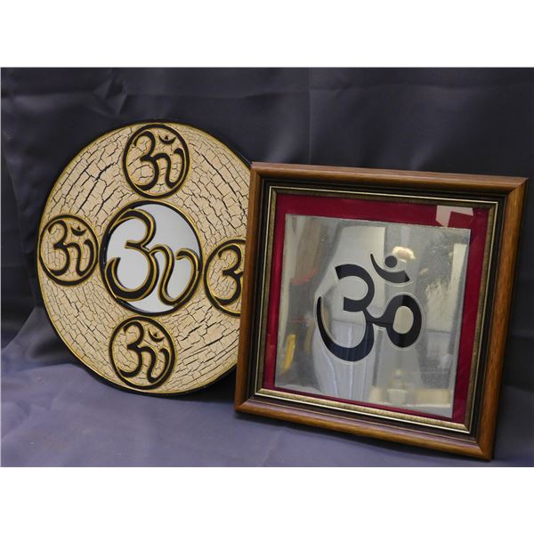 Lot of 2 Aum OM Symbol Wall Mirror / Decor