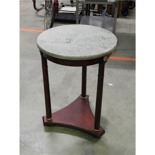 Wooden Side Table with Stone Marble Top / Plant Stand