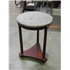 Image 1 : Wooden Side Table with Stone Marble Top / Plant Stand